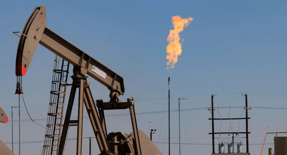 Gas flaring oil field